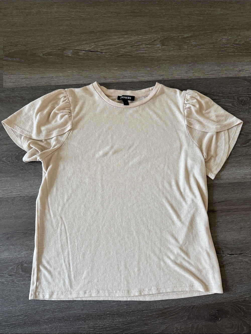 Express Women's Beige Puff Sleeve Short Sleeve Tee